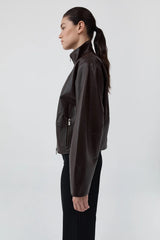 Cocoon Zip Leather Jacket - Chocolate