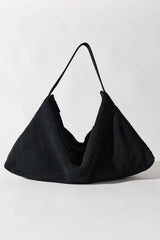 Suede Woven Hobo Bag - Washed Black