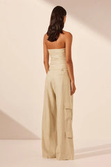 Kasbah Strapless Draped Bodice - Beige