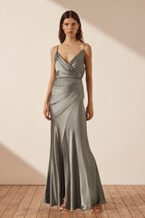 La Lune Cross Draped Maxi Dress - Sage