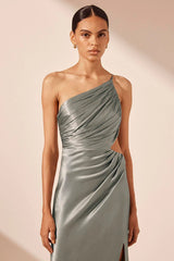 La Lune Asym Gathered Maxi Dress - Sage