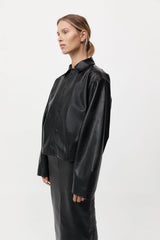 Cocoon Leather Jacket - Black