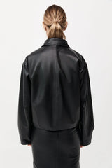 Cocoon Leather Jacket - Black