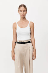 Organic Cotton Slim Scoop Tank - White
