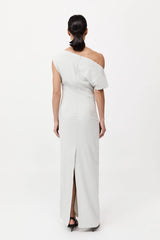 Asymmetric Off Shoulder Dress - Silver