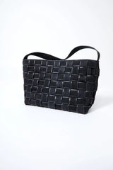 Border Woven Large Tote - Black