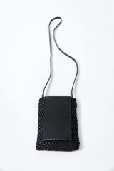 Lattice Contrast Sling Pouch - Black