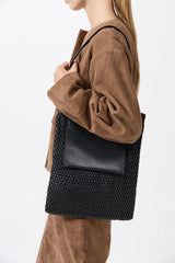Lattice Contrast Tote - Black