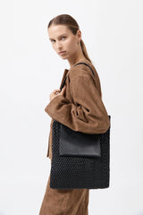 Lattice Contrast Tote - Black