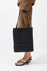Lattice Contrast Tote - Black