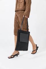Lattice Contrast Tote - Black
