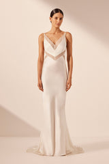 Cumulus Silk/Lace Dress - Ivory