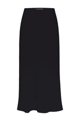 Rey Bias Cut Midi Skirt - Black