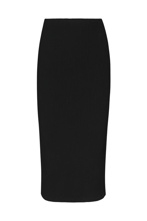 The Rib Knit Midi Skirt - Black