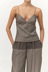 Bias Cami - Khaki Pinstripe