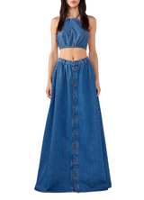 Ms. Corey Button-Up Skirt - Indigo