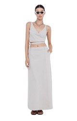 Hallie Wrap Crop Top - Cement