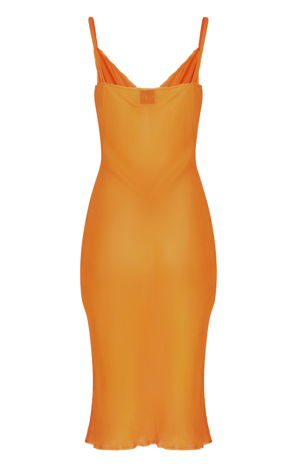 Raw Edge Slip Dress - Orange