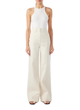 Ms. Onassis V-High Rise Wide Leg - Off-White