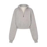 Cropped Half-Zip Sweatshirt - Grey - BLVD