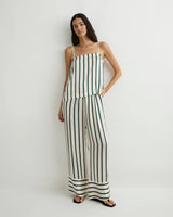 Cannes Silk Pant - Forest Stripe