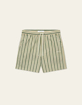 Stan Stripe Seersucker Swim Shorts - Olive/Thai