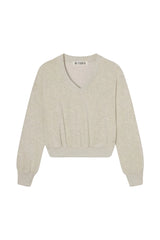 Cropped V-Neck Sweatshirt - Light Heather Grey - BLVD
