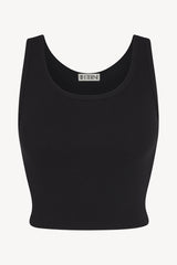 Cropped Scoop Neck Tank - Black - BLVD