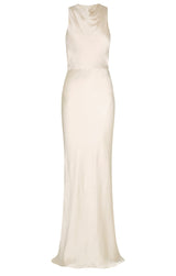 La Lune High Neck Bias Maxi Dress - Cream