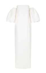 Puff Sleeve Column Maxi Dress - Ivory