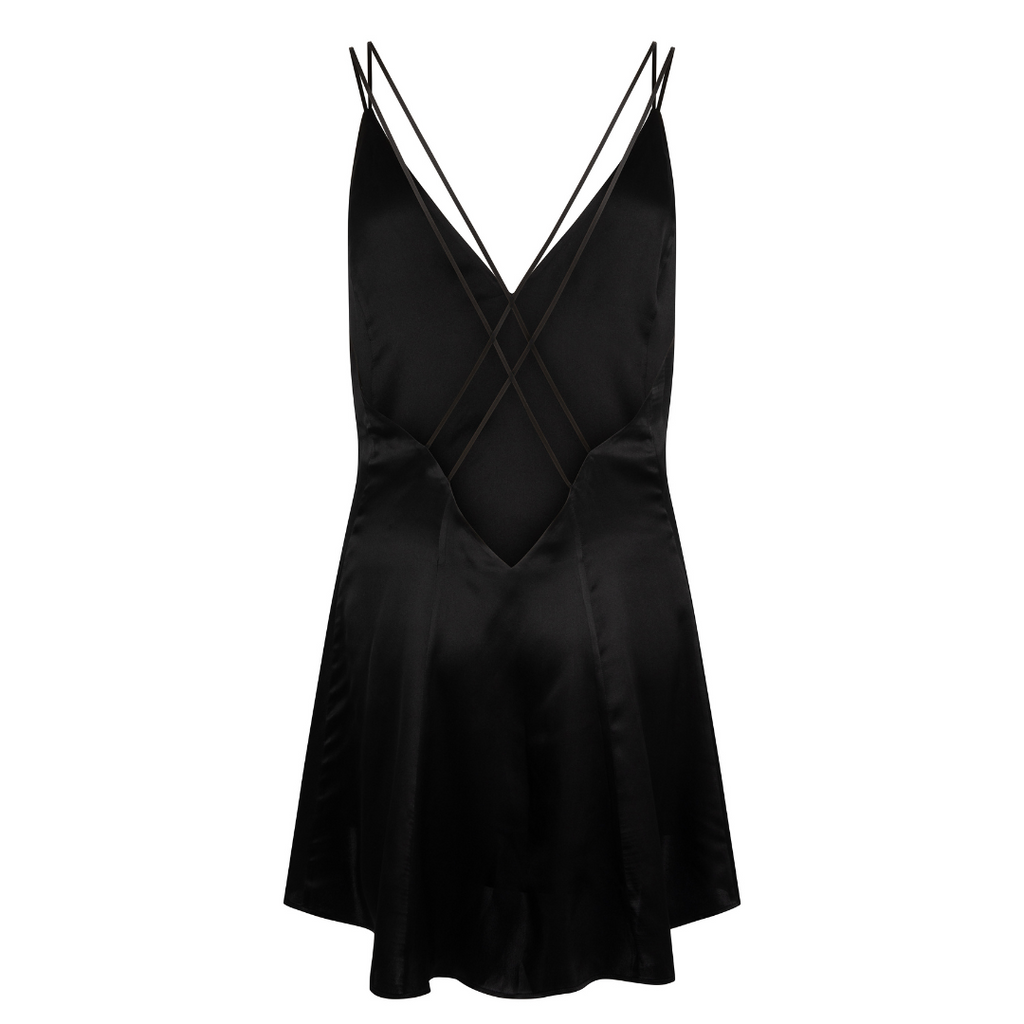 short black slip dress Black Slip Mini Dress Satin Cowl Neck Short Dress S