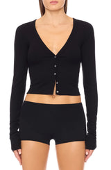 Cropped Cardigan - Black