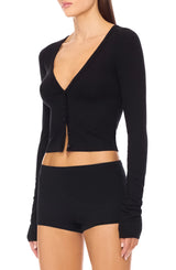 Cropped Cardigan - Black