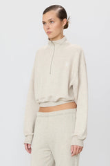 Cropped Half-Zip Sweatshirt - Oatmeal