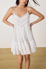 Lace Detail Mini Dress - White - BLVD