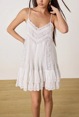 Lace Detail Mini Dress - White - BLVD