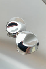 Dented Medallion Earrings - Silver