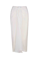 Gauze Wrap Midi Skirt - White