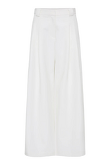 Twill Wide Leg Pleat Pants - Off-White
