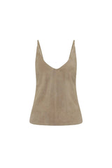 Suede Low Back Tie Top - Earth