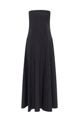 Strapless Rouleau Dress - Ink Stripe - BLVD