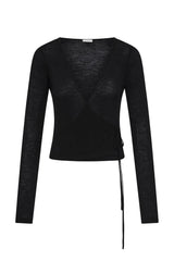 Baby Wool Wrap Top - Black