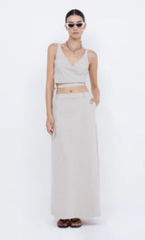 Hallie Wrap Crop Top - Cement