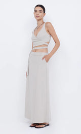 Hallie Wrap Crop Top - Cement