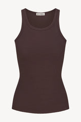 High Neck Fitted Tank - Espresso - BLVD