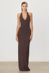 Halter Maxi Dress - Espresso