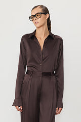 Constance Silk Top - Espresso