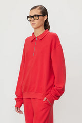 Zip Up Polo Sweatshirt - Rouge