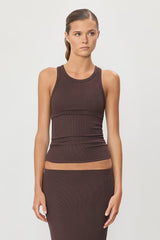 High Neck Fitted Tank - Espresso - BLVD