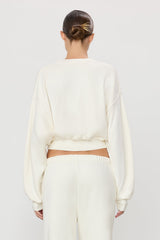 Cropped Crewneck Sweatshirt - Cream - BLVD